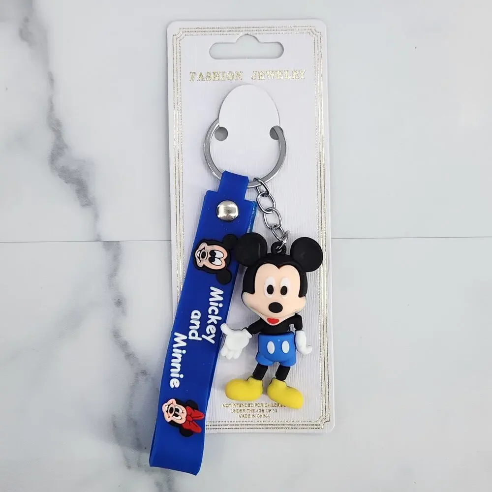 Disney's Mickey Mouse 3D Figure Keychain & Strap Bag Charm PVC Silicone Blue